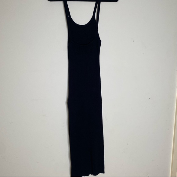 Black Knit Midi Dress with Slit - Size 8 - Picture 3 of 4